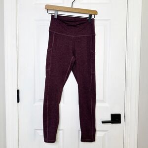 OFFLINE Aerie The Hugger Leggings Womens Medium Burgundy High Rise Athleisure